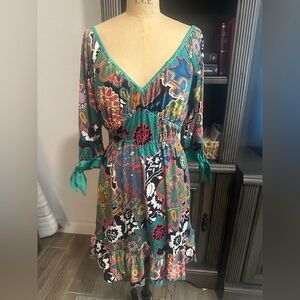 Hale Bob Multicolor Silk Patterned Dress